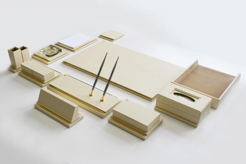 192329-ALTIN VE DERİ SÜMEN TAKIMI - BEYAZ