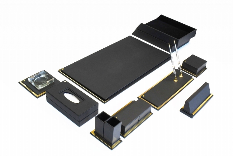 196111-ALTIN VE DERİ SÜMEN TAKIMI - SİYAH