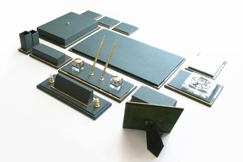 197853-ALTIN VE DERİ SÜMEN TAKIMI - KAHVERENGİ