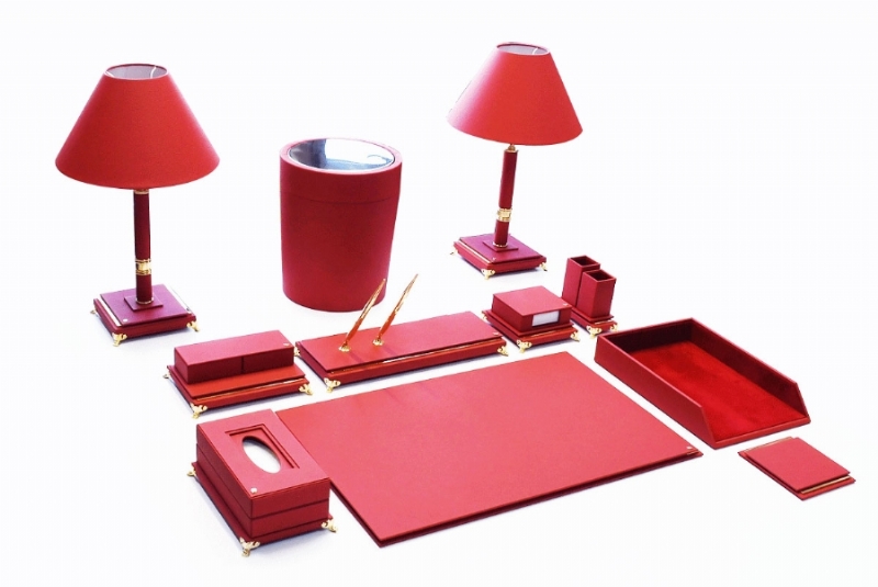 199124-ALTIN VE DERİ SÜMEN TAKIMI - KIRMIZI