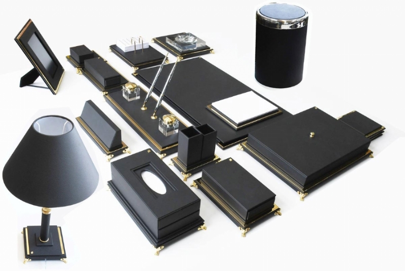 200011-ALTIN VE DERİ SÜMEN TAKIMI - SİYAH