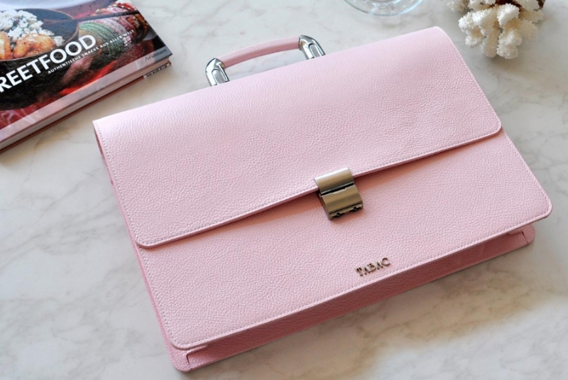 25105-LEATHER BRIEFCASE- PINK