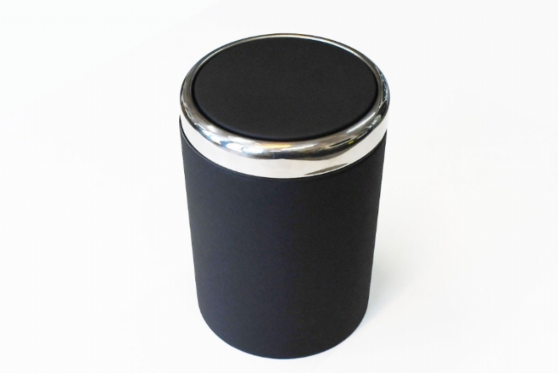 39311-DERİ KAPLI KROM ÇÖP KUTUSU