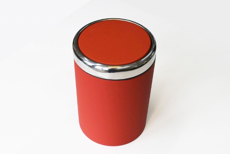 39324-DERİ KAPLI KROM ÇÖP KUTUSU