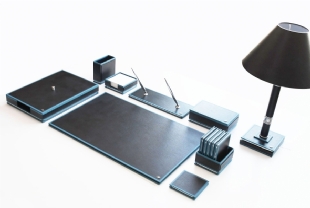 LEATHER DESKSET SMOOTHY - BLACK