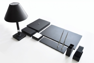 LEATHER DESKSET SMOOTHY - BLACK