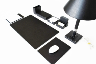 LEATHER DESKSET SMOOTHY - BLACK