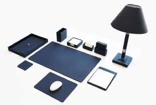 LEATHER DESKSET SMOOTHY - BLACK