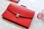 25204 LEATHER BRIEFCASE  RED