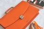 25207 LEATHER BRIEFCASE  ORANGE