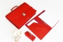 25204 LEATHER BRIEFCASE SET  RED