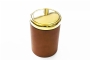 39233 LEATHER & CROME TRASH BOX