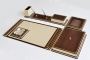 71030 LEATHER AND WOOD DESKSET WOODEN