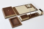 71030 LEATHER AND WOOD DESKSET WOODEN