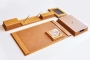 71032 LEATHER AND WOOD DESKSET WOODEN