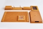 71032 LEATHER AND WOOD DESKSET WOODEN