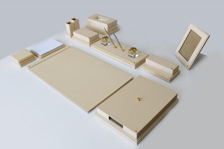 167428 - ALTIN VE DERİ SÜMEN TAKIMI - KREM