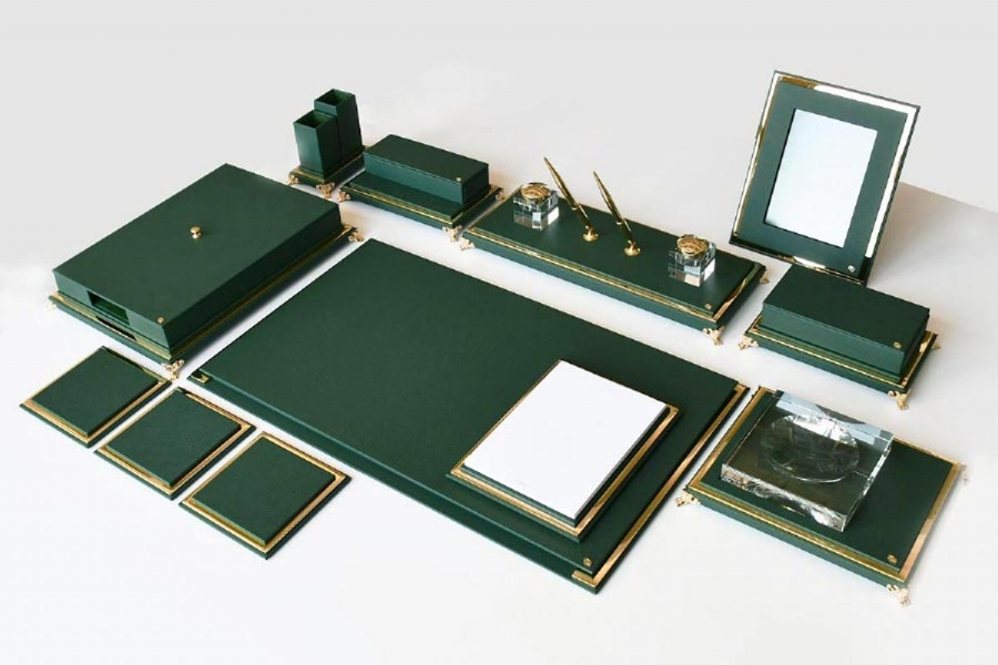 Creechwa Yellow Green Acrylic Desk Accessory Kit, Gradient 9PCS