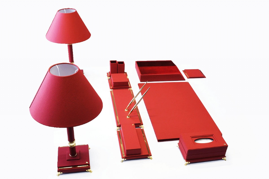 199424 - ALTIN VE DERİ SÜMEN TAKIMI - KIRMIZI