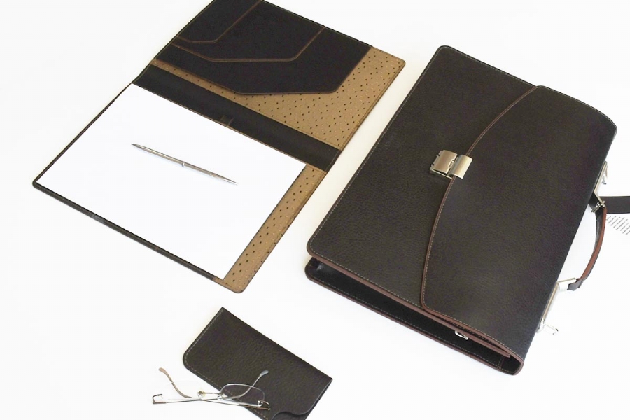 21016 - DERİ EVRAK ÇANTASI SET - KOYU KAHVE