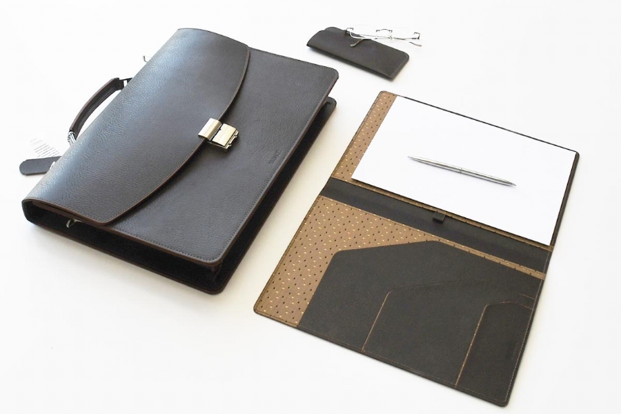 21016 - DERİ EVRAK ÇANTASI SET - KOYU KAHVE