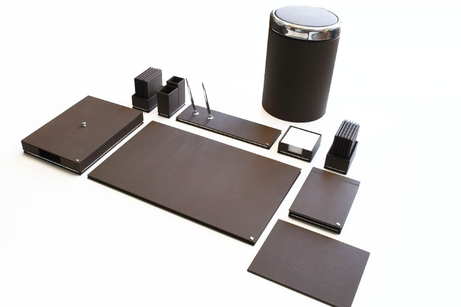 47839 - LEATHER DESKSET SMOOTHY - BLACK