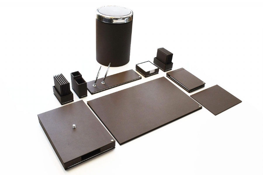 47839 - LEATHER DESKSET SMOOTHY - BLACK