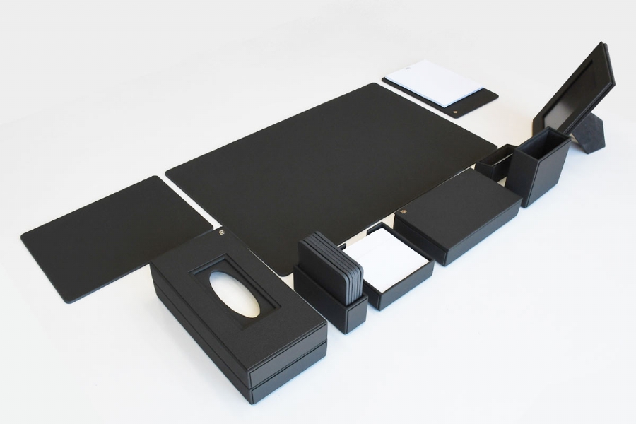 52111 - LEATHER DESKSET SMOOTHY - BLACK